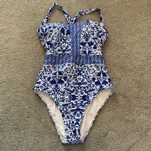 Blue & White Swimsuit